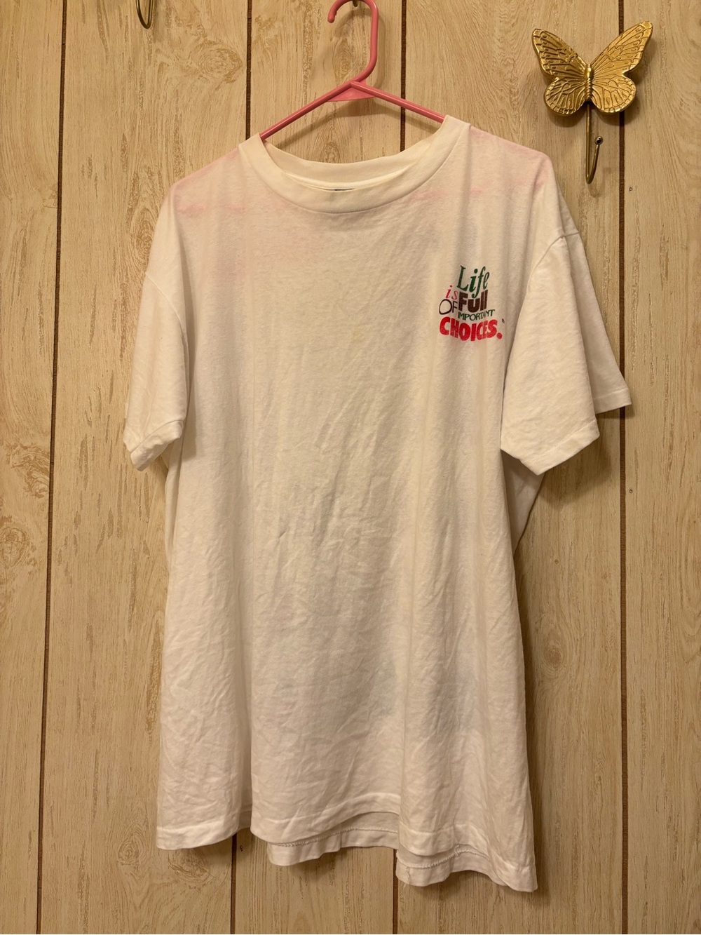Men's White Graphic Crew Tee - 'Life of Full Choices'